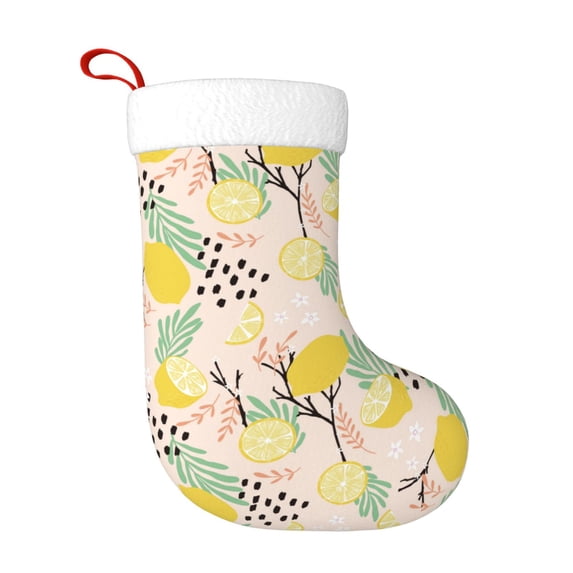 Disketp Lemon Leaves Christmas Stockings, Xmas Stocking for Family Holiday Season Décor, Personalized Holiday Indoor Decorations