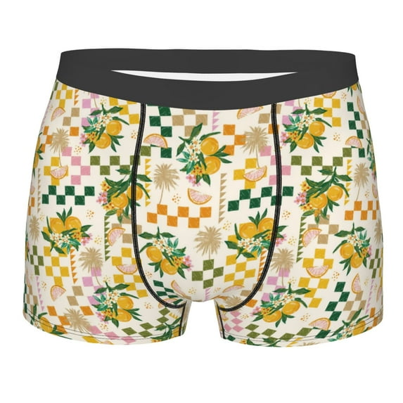 Disketp Lemon Men's Boxer Briefs,Soft and Breathable Cotton Underwear with ComfortFlex Waistband