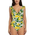thumbnail image 1 of Disketp Lemon PrintWomen's Ruffled One Piece Swimsuit V Neck-XX-Large, 1 of 8