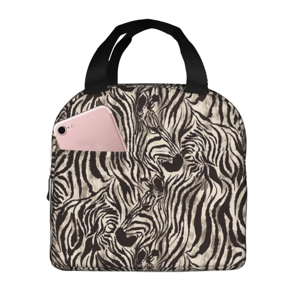 Disketp Leopard And Zebra1 Lunch Bag for Women Men, Leakproof Thermal Cooler Sack Food Handbags Case High Capacity forTravel Work School Picnic