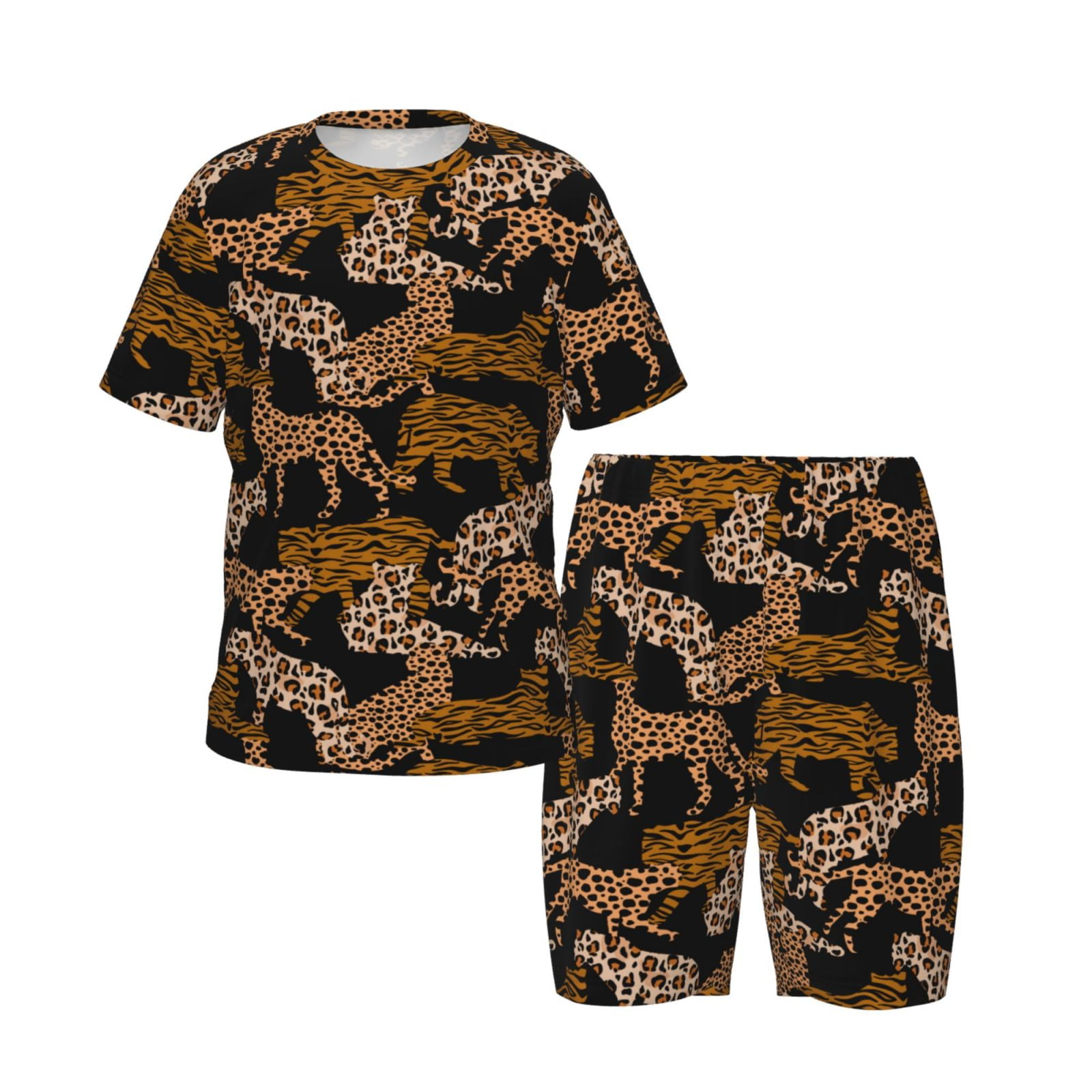 Disketp Leopard Print For Kids Short Sleeve Pajamas Kids Summer Pjs disketp-leopard-print-for-kids-short-sleeve-pajamas-kids-summer-pjs