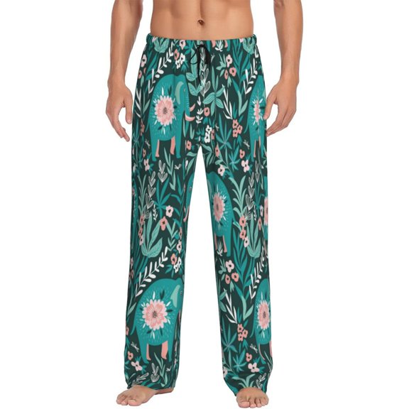 Disketp Lephants In The Jungle Men'S Pajama Pants - Ultra Soft Fleece Sleep And Lounge Pants (Size: S-Xxl)