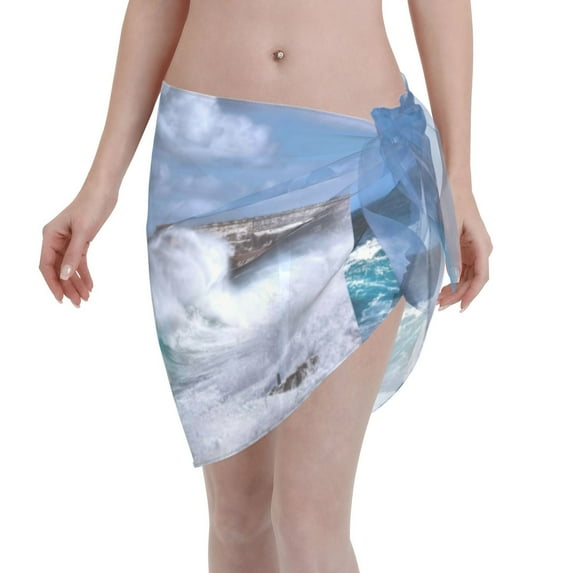 Disketp Lighthouse In Havana Women Swimsuit Cover Up Short Chiffon Summer Beach Sarong Bikini Wrap Skirt Bathing Suit