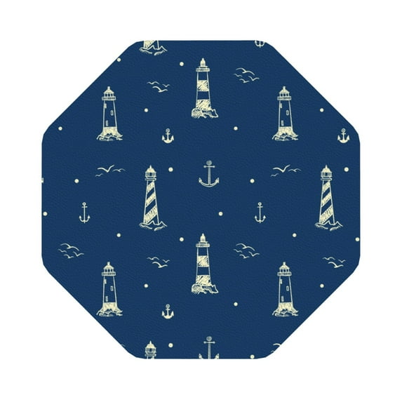 Disketp Lighthouses And Anchors Funny Coasters,4 Pcs Leather Coasters With Holder, Perfect Housewarming Hostess Gifts,Protect Furniture From Water Marks Scratch And Damage