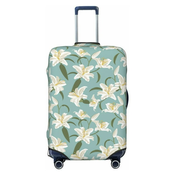 Disketp Lilies Flowers Elastic Travel Luggage Cover Travel Suitcase Protective Cover For Trunk Case Apply To 18''-32'' Suitcase Cover-Large