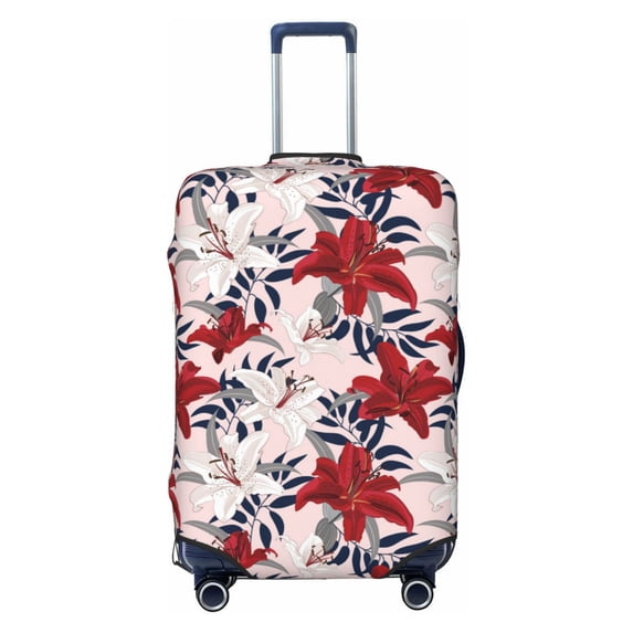 Disketp Lilies Flowers Elastic Travel Luggage Cover Travel Suitcase Protective Cover For Trunk Case Apply To 18''-32'' Suitcase Cover-Medium