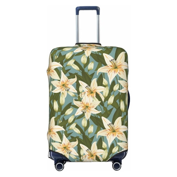 Disketp Lilies Flowers Elastic Travel Luggage Cover Travel Suitcase Protective Cover For Trunk Case Apply To 18''-32'' Suitcase Cover-X-Large