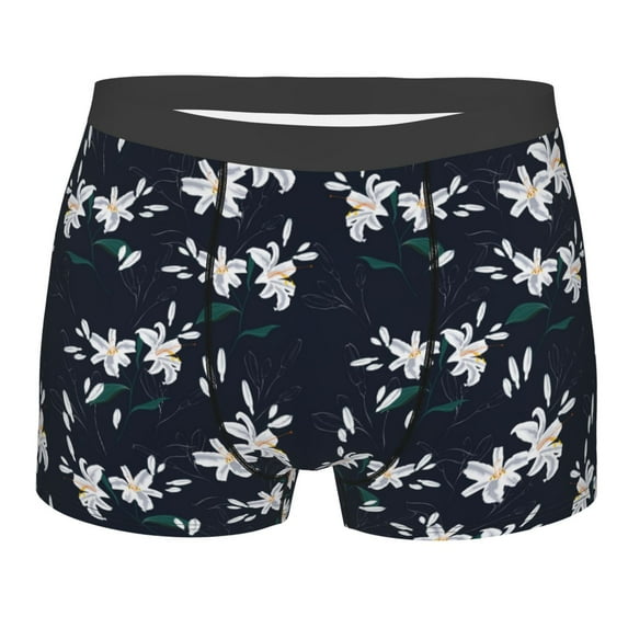 Disketp Lilies Flowers Men's Boxer Briefs,Soft and Breathable Cotton Underwear with ComfortFlex Waistband