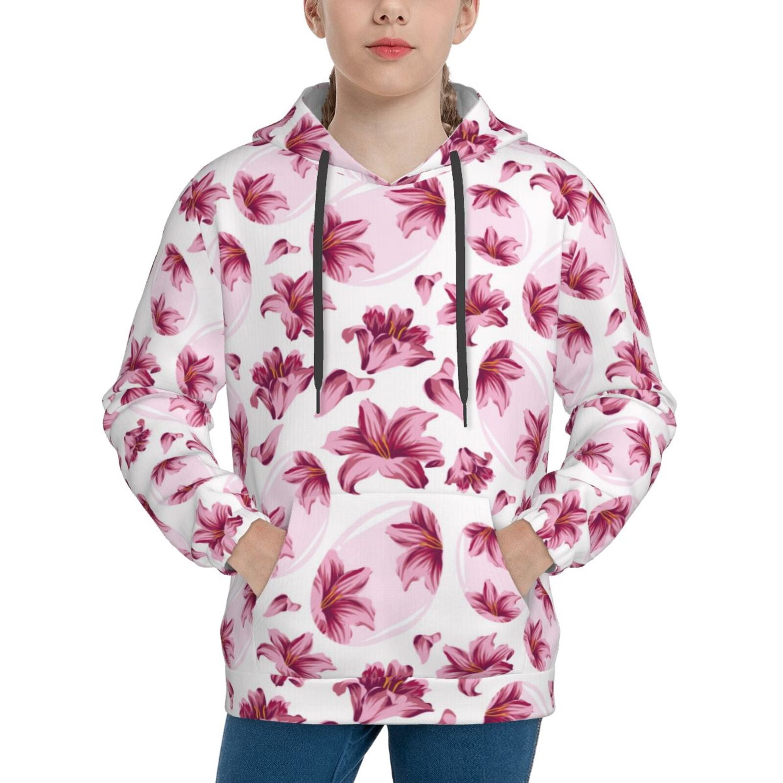 Geometric Floral Fall-White Hoodie for Kid (USA Size)