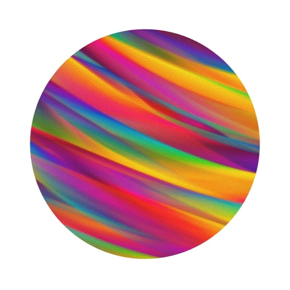 Disketp Lines Multicolored Rainbow Funny Coasters,6 Pcs Leather Coasters With Holder, Perfect Housewarming Hostess Gifts,Protect Furniture From Water Marks Scratch And Damage