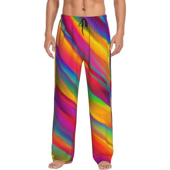 Disketp Lines Multicolored Rainbow Men'S Pajama Pants - Ultra Soft Fleece Sleep And Lounge Pants (Size: S-Xxl)