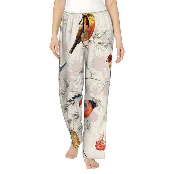 Disketp Little Birds Print Women'S Comfy Pajama Pants Casual Drawstring Palazzo Lounge Wide Leg Pants