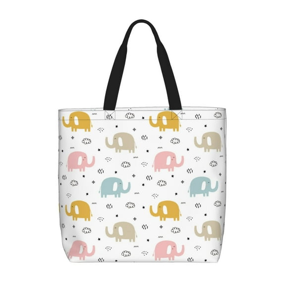 Disketp Little Elephant Canvas Tote Bag,Women Shoulder Bag Crossbody Handbag with Zipper Closure