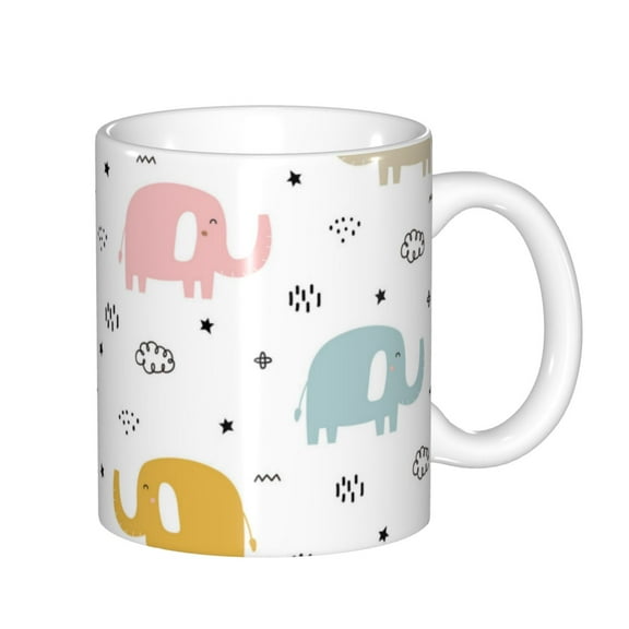 Disketp Little Elephant Large Coffee Mug with Handle Tea Cup Novelty Coffee Cup for Men Women Office Work