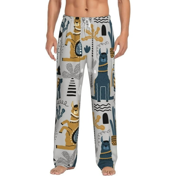 Disketp Llama And Cactus1 Men'S Pajama Pants - Ultra Soft Fleece Sleep And Lounge Pants (Size: S-Xxl)