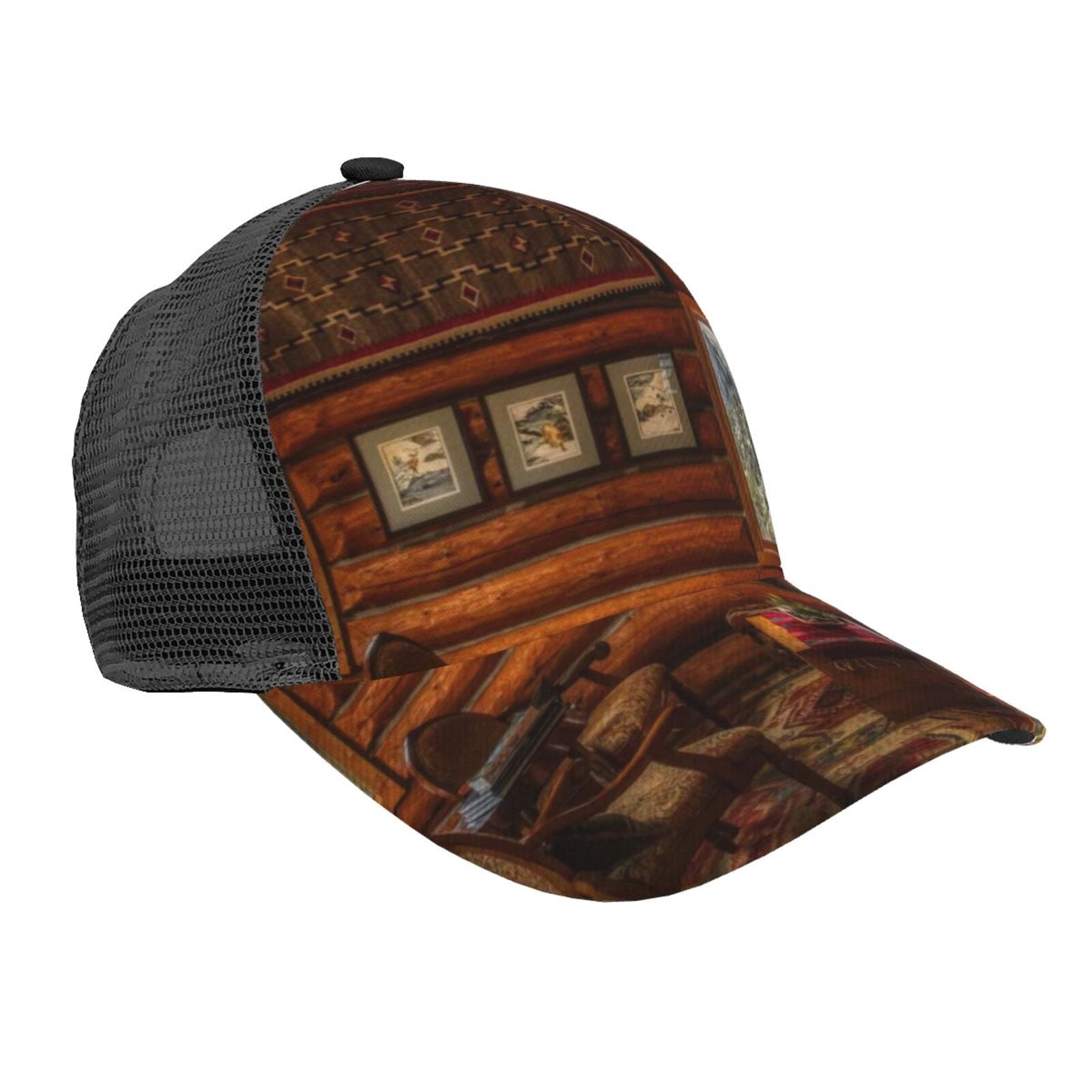 Disketp Log Cabin Inside Print Trucker Hat Men Women - Mesh Baseball ...