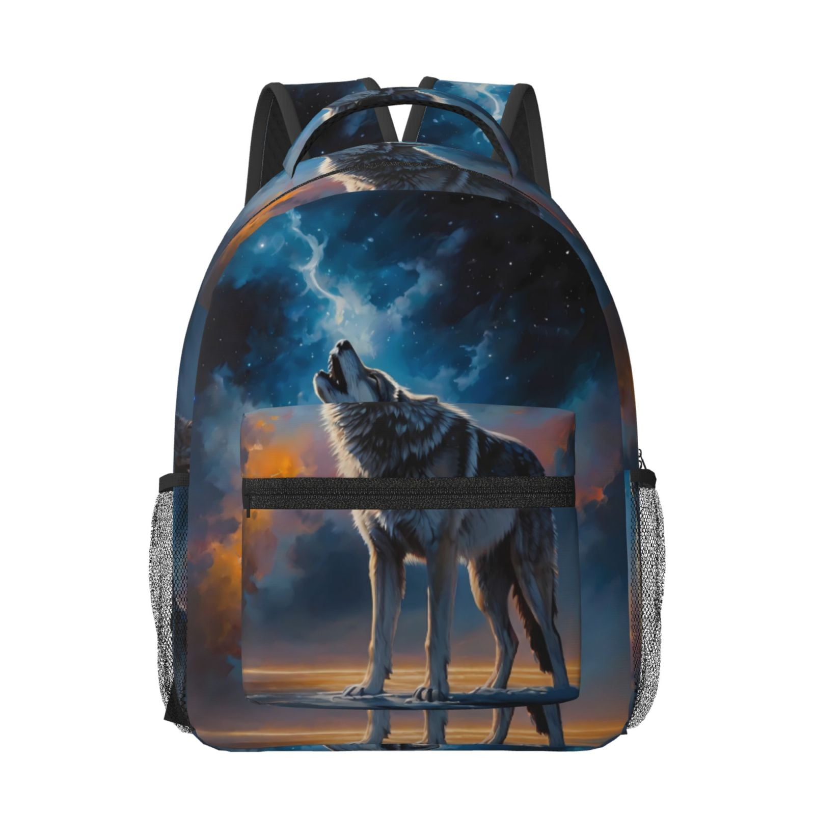 Disketp Lonely Night Sky Wolf Backpack - Comfortable Daypack with The ...