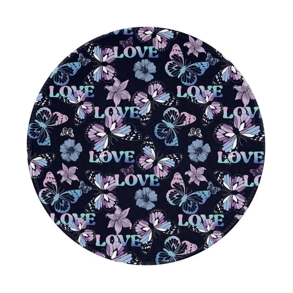 Disketp Love Butterflies Small Mouse Pad 7.9x7.9 Inches,Washable Round Mousepad for Office Laptop Computer,Non-Slip Rubber Base Mouse Pads for Wireless Mouse