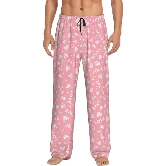 Disketp Love Men's Pajama Pants - Ultra Soft Fleece Sleep and Lounge Pants (Size: S-XXL)