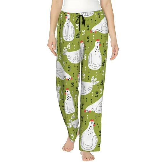 Disketp Lovely Chickens Print Women'S Comfy Pajama Pants Casual Drawstring Palazzo Lounge Wide Leg Pants