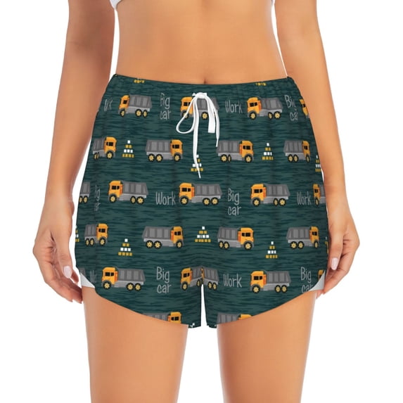 Disketp Machine Print Women's Shorts Workout Shorts for Athletic Gym Running Shorts with Phone Pockets Medium