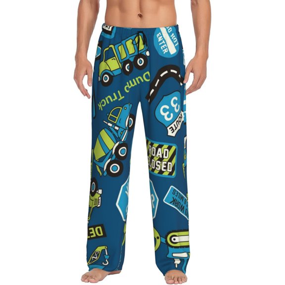 Disketp Machinery Road Construction Men'S Pajama Pants - Ultra Soft Fleece Sleep And Lounge Pants (Size: S-Xxl)