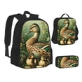 thumbnail image 1 of Disketp Mallard Duck And Flowers Large Capacity Backpack Lunch Bag Pencil Case Combination 3 Piece Set for Student, 1 of 7