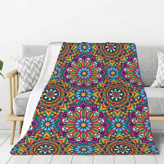 Disketp Mandala Cozy Flannel Fleece Throw Blanket: Has a velvety texture for All Seasons - Perfect for Women, Men, & Kids"