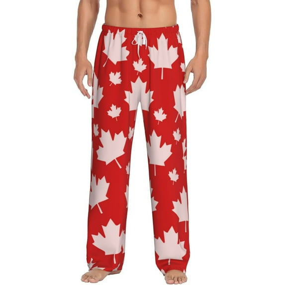 Disketp Maple Leaves Men'S Pajama Pants - Ultra Soft Fleece Sleep And Lounge Pants (Size: S-Xxl)
