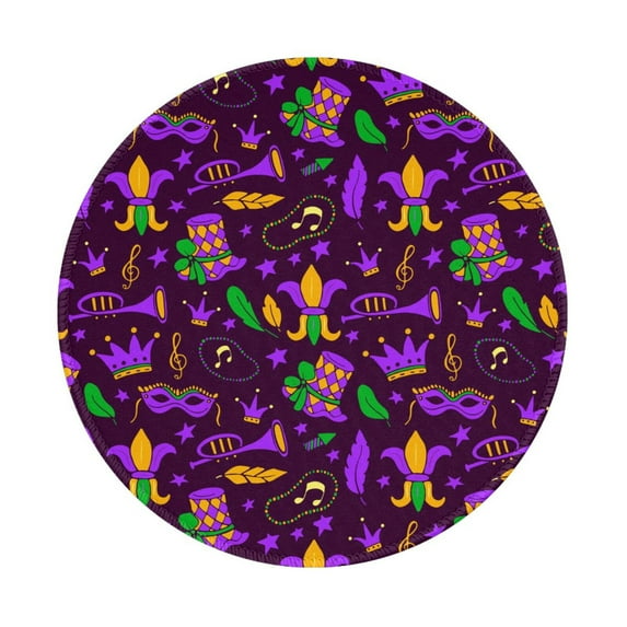 Disketp Mardi Gra2 Small Mouse Pad 7.9x7.9 Inches,Washable Round Mousepad For Office Laptop Computer,Non-Slip Rubber Base Mouse Pads For Wireless Mouse