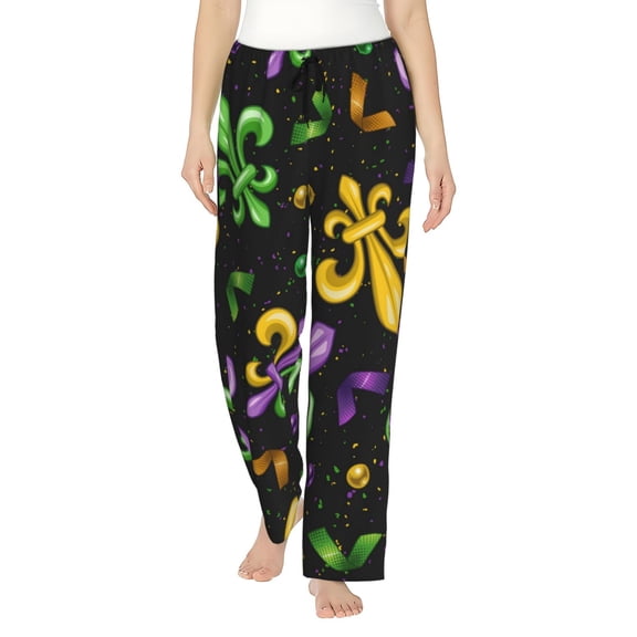 Disketp Mardi Gras Carnival4 Print Women'S Comfy Pajama Pants Casual Drawstring Palazzo Lounge Wide Leg Pants