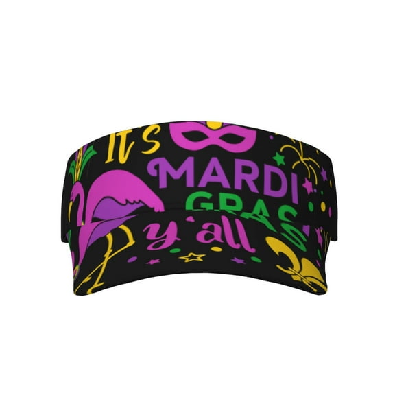 Disketp Mardi Gras With Flamingo Sun Visors For Women Men Unisex Tennis Golf Visor Hat Adjustable Summer Hats Sport Outdoor Visor Hat Uv Protection Cap
