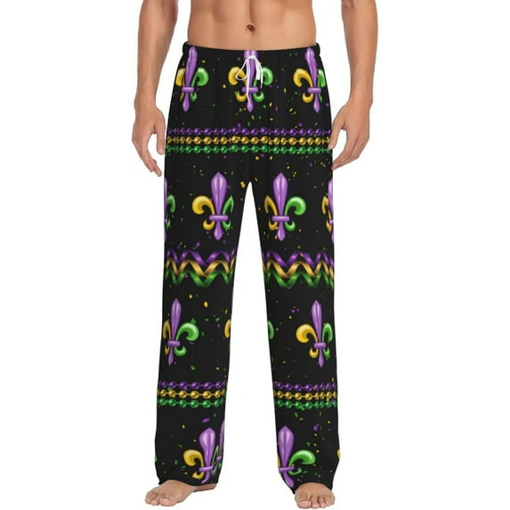 Disketp Mardi Gras Fleur De Lis Men'S Pajama Pants - Ultra Soft Fleece Sleep And Lounge Pants (Size: S-Xxl)