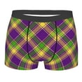 thumbnail image 1 of Disketp Mardi Gras Plaid Men'S Boxer Briefs,Soft And Breathable Cotton Underwear With Comfortflex Waistband, 1 of 8