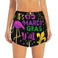 thumbnail image 1 of Disketp Mardi Gras with Flamingo Print Women's Shorts Workout Shorts for Athletic Gym Running Shorts with Phone Pockets Large, 1 of 8