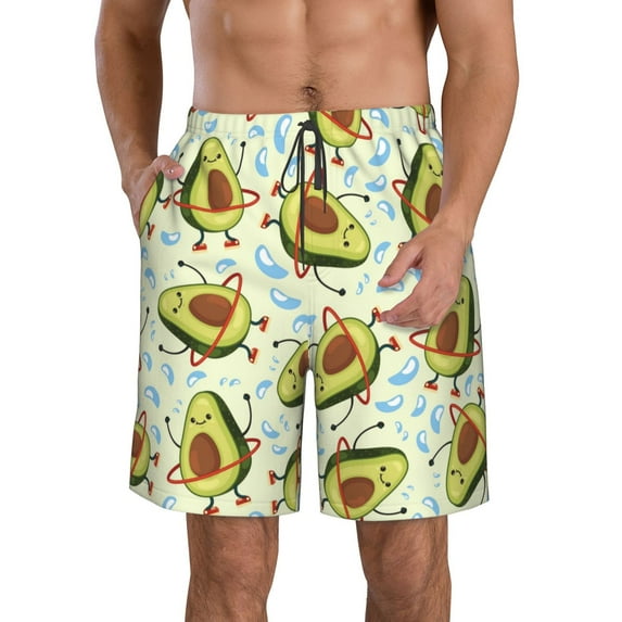 Disketp Men'S Swim Trunks Hawaiian Breathable Surf Beach Swimsuits Mesh Lining Beach Shorts With Pockets-Avocado Doing Sport