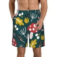 thumbnail image 1 of Disketp Men'S Swim Trunks Hawaiian Breathable Surf Beach Swimsuits Mesh Lining Beach Shorts With Pockets-Cartoon Leaf Mushroom Red, 1 of 9