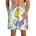 thumbnail image 1 of Disketp Men'S Swim Trunks Hawaiian Breathable Surf Beach Swimsuits Mesh Lining Beach Shorts With Pockets-Colorful Pattern With Cute Chameleons, 1 of 9