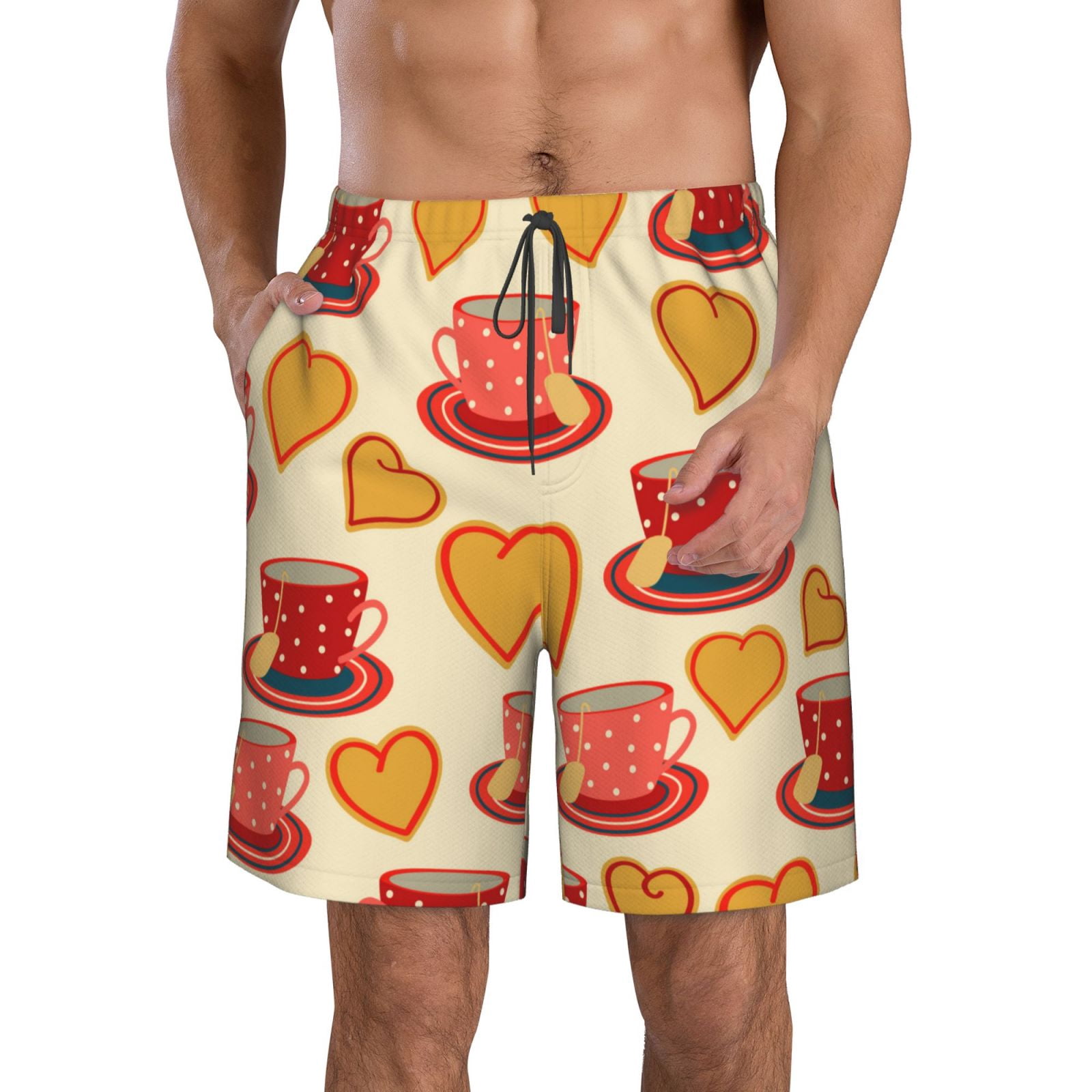 Hawine Disketp Men'S Swim Trunks Hawaiian Breathable Surf Beach Swimsuits Mesh ...