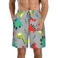 thumbnail image 1 of Disketp Men'S Swim Trunks Hawaiian Breathable Surf Beach Swimsuits Mesh Lining Beach Shorts With Pockets-Cute Dinosaur, 1 of 9