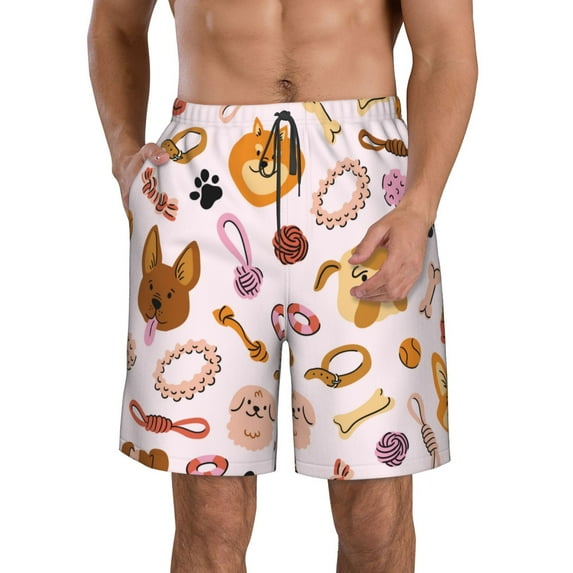 Disketp Men'S Swim Trunks Hawaiian Breathable Surf Beach Swimsuits Mesh Lining Beach Shorts With Pockets-Cute Dog