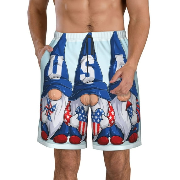 Disketp Men'S Swim Trunks Hawaiian Breathable Surf Beach Swimsuits Mesh Lining Beach Shorts With Pockets-Cute Gnomes In Usa