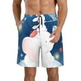 thumbnail image 1 of Disketp Men'S Swim Trunks Hawaiian Breathable Surf Beach Swimsuits Mesh Lining Beach Shorts With Pockets-Cute Little Bunny Elephant Painting A Planet, 1 of 9