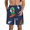 thumbnail image 1 of Disketp Men'S Swim Trunks Hawaiian Breathable Surf Beach Swimsuits Mesh Lining Beach Shorts With Pockets-Dinosaur Astronaut Space Surfing, 1 of 9