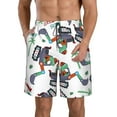 thumbnail image 1 of Disketp Men'S Swim Trunks Hawaiian Breathable Surf Beach Swimsuits Mesh Lining Beach Shorts With Pockets-Dinosaur On Excavator2, 1 of 9