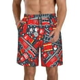 thumbnail image 1 of Disketp Men'S Swim Trunks Hawaiian Breathable Surf Beach Swimsuits Mesh Lining Beach Shorts With Pockets-Fire Sign, 1 of 9