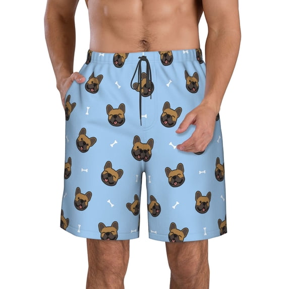 Disketp Men'S Swim Trunks Hawaiian Breathable Surf Beach Swimsuits Mesh Lining Beach Shorts With Pockets-French Bulldog Face