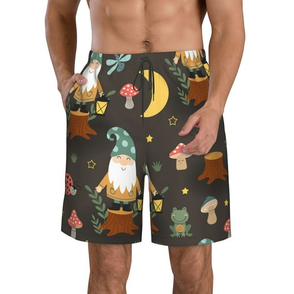 Disketp Men'S Swim Trunks Hawaiian Breathable Surf Beach Swimsuits Mesh Lining Beach Shorts With Pockets-Gnome Insect Frog