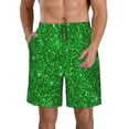 thumbnail image 1 of Disketp Men'S Swim Trunks Hawaiian Breathable Surf Beach Swimsuits Mesh Lining Beach Shorts With Pockets-Green Glitter, 1 of 9