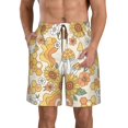 thumbnail image 1 of Disketp Men'S Swim Trunks Hawaiian Breathable Surf Beach Swimsuits Mesh Lining Beach Shorts With Pockets-Groovy Hippie Flower Mushrooms, 1 of 9